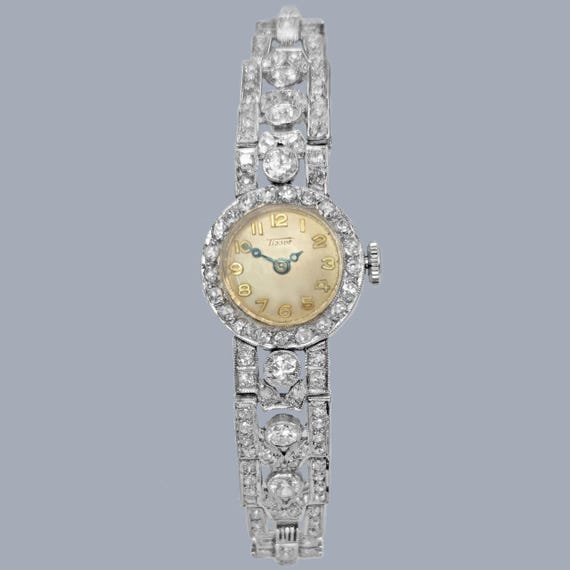 Tissot Vintage Diamond Watch 4ct Platinum Bracelet Manual  display picture 3