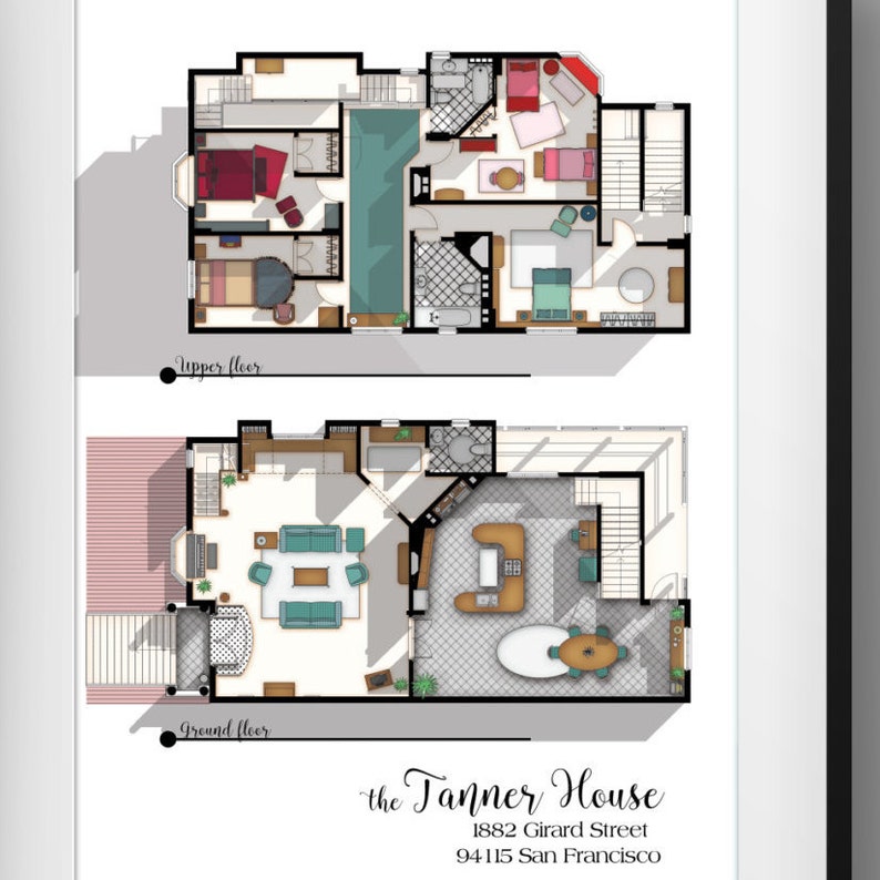 Full House TV Show Floor Plan Fuller House Tv Show Layout Etsy