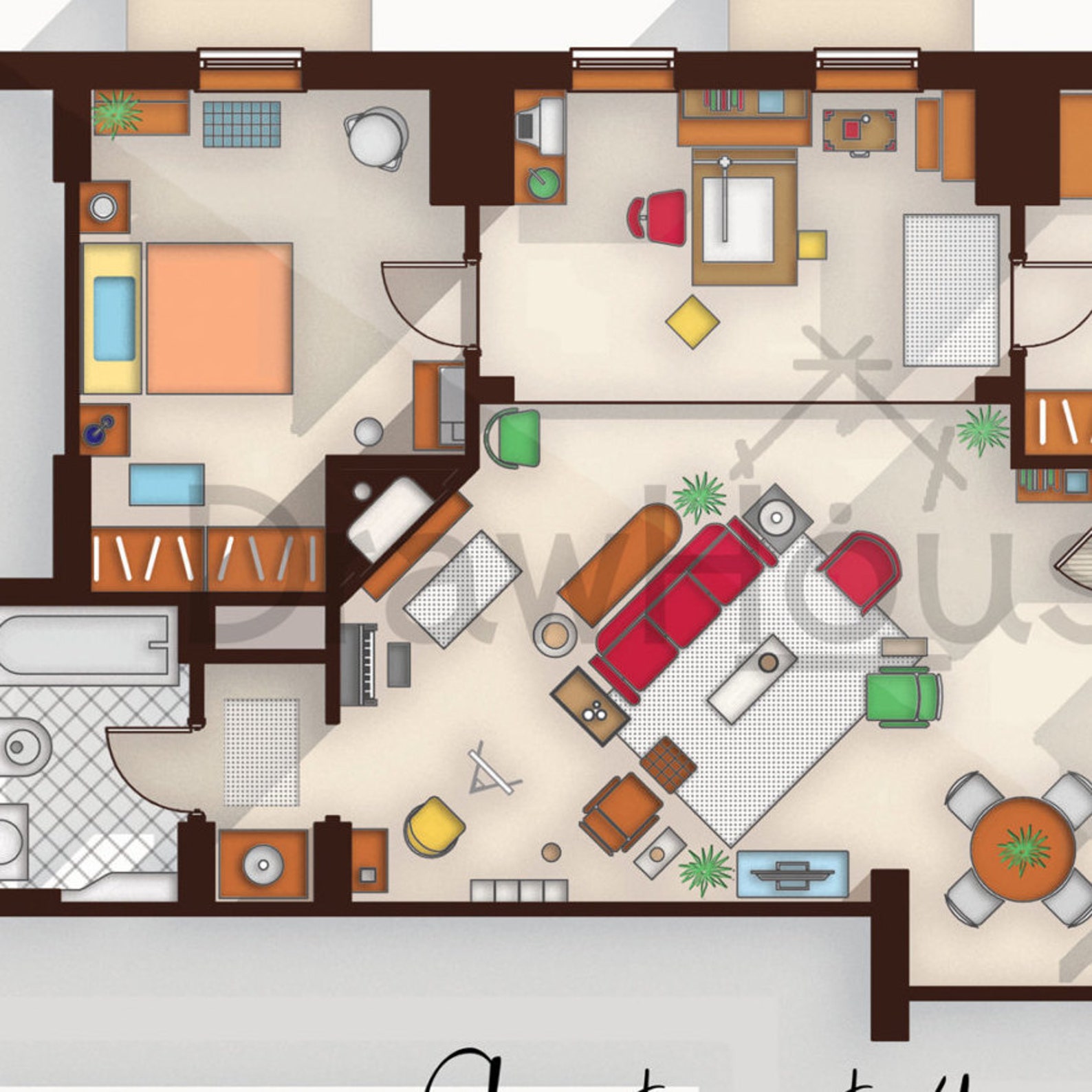 How I Met Your Mother Apartment Famous TV Show Floor Plan Etsy