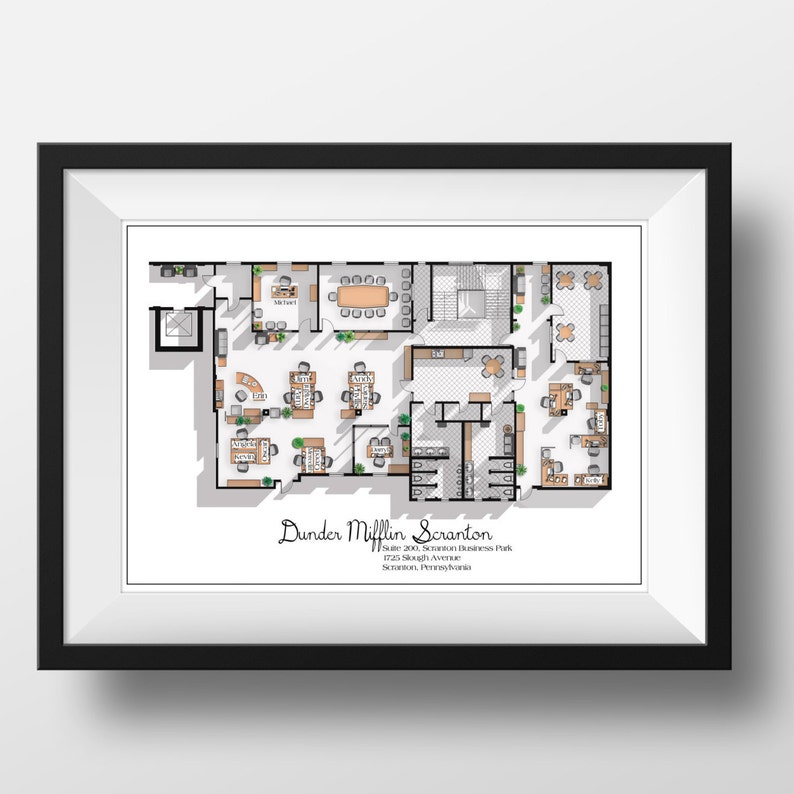 The Office US TV Show Office Floor Plan Dunder Mifflin Etsy