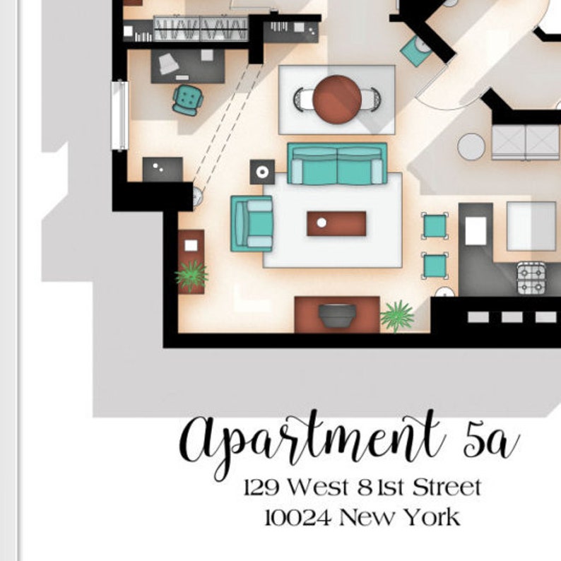 Seinfeld Poster Seinfeld TV Show Apartment Floor Plan Etsy