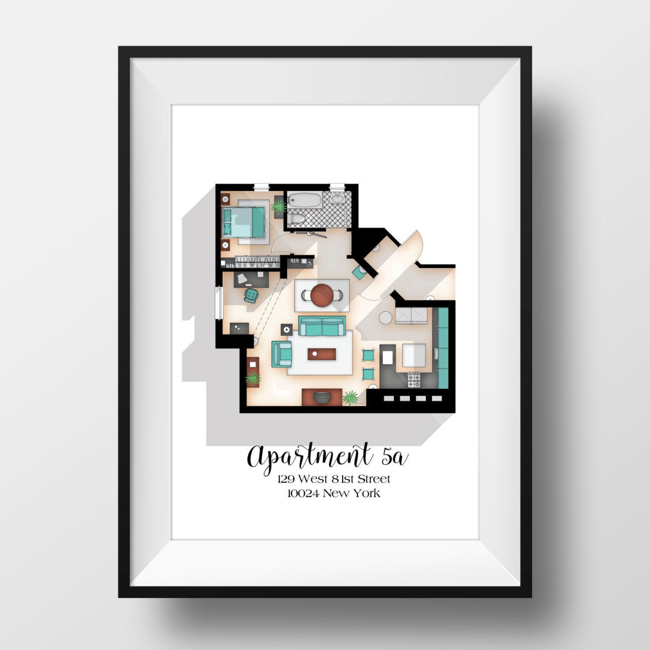 Seinfeld Poster - Seinfeld TV Show Apartment Floor Plan- Seinfeld TV Show.....