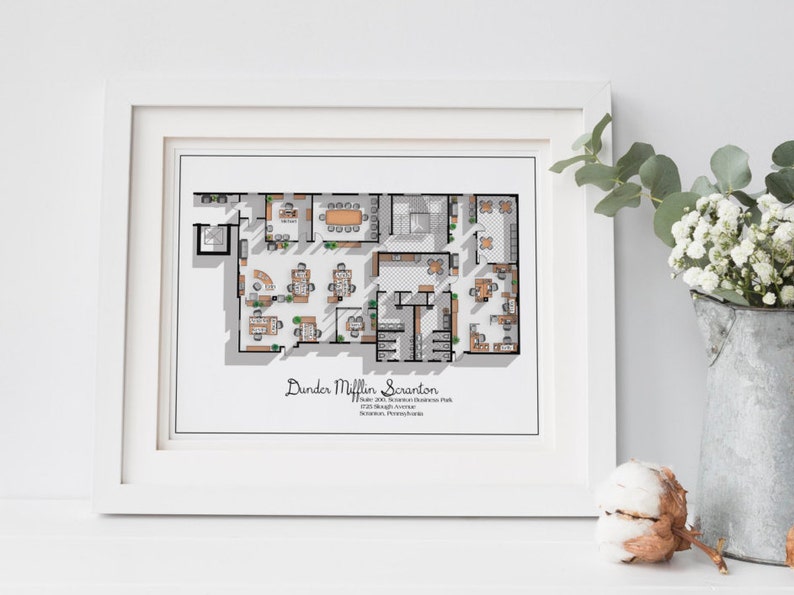 The Office US TV Show Office Floor Plan Dunder Mifflin Etsy