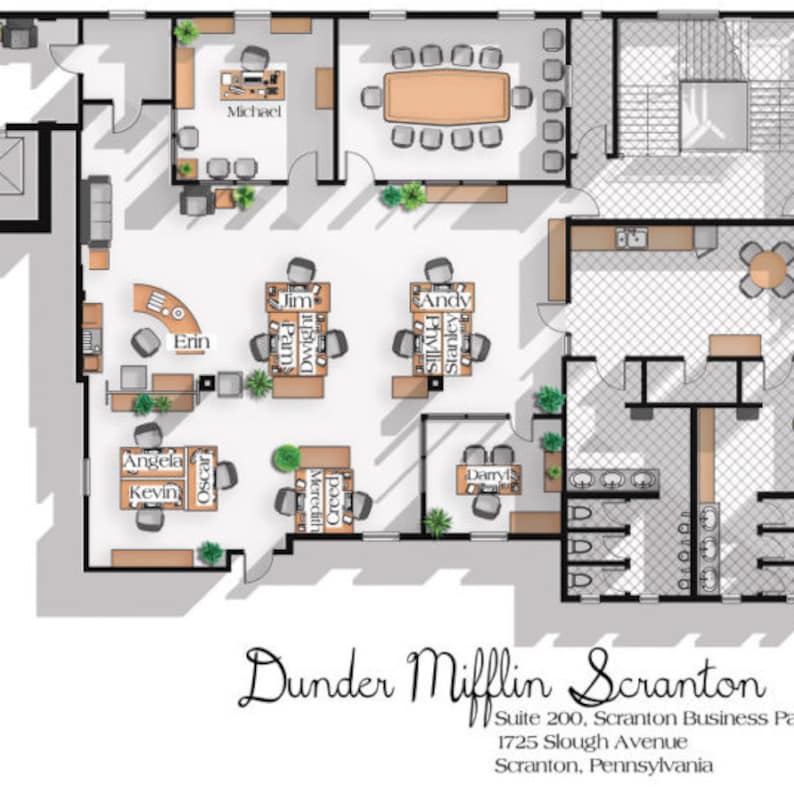 The Office US TV Show Office Floor Plan Dunder Mifflin Etsy