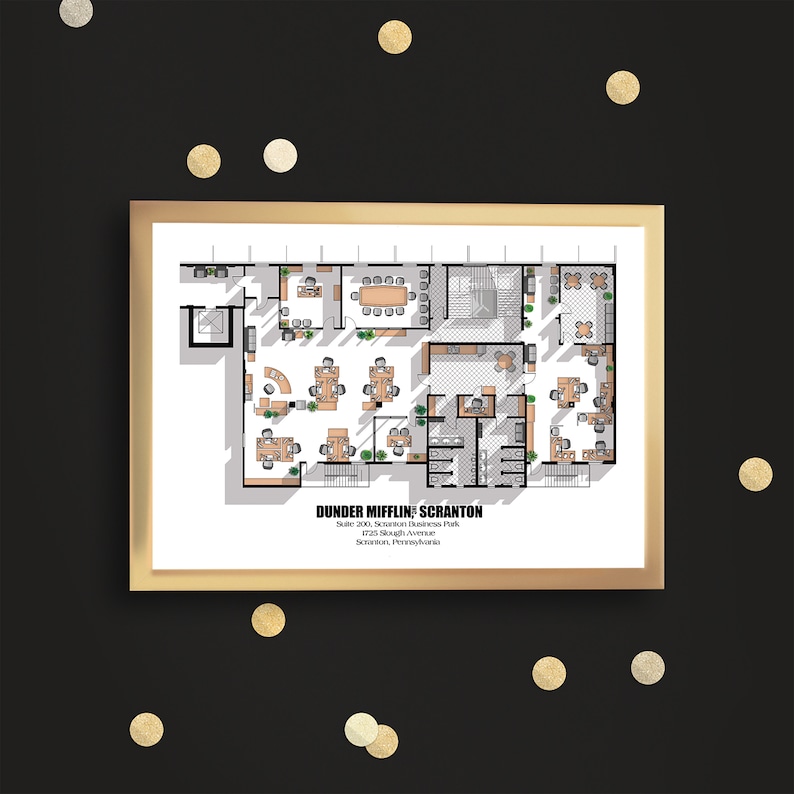 The Office US TV Show Office Floor Plan Poster Dunder Etsy