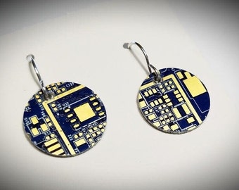 Cyberpunk Techie Geek Nerd Computer Earrings / High Tech Electronic Steampunk Upcycled Jewelry / Found Object Colorful Vibrant / Nickel Free