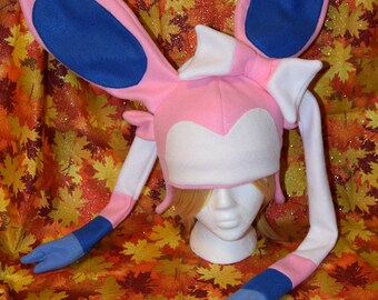 Sylveon Pokemon fleece Hat- Adult/Kids sized- Great Geeky fandom gift-Perfect for Halloween