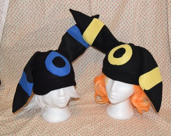 Umbreon/Shiny Umbreon Pokemon fleece Hat-adult and kids size- Great Geeky Gift-Fleece hat with earflaps