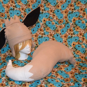 Eevee Fleece Tail and Hat costume/cosplay accessories- Great for Halloween