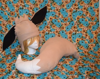 Eevee Fleece Tail and Hat costume/cosplay accessories- Great for Halloween