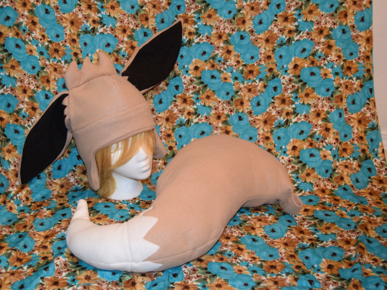 Costume Carnevale Eevee Kigurumi Pigiama Polar Fleece Pokemon Marrone  Tutina per adulti 