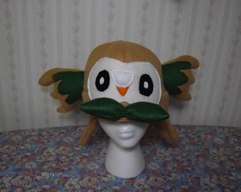 Rowlet Pokemon Fleece hat ~ Great for halloween or as a fandom gift ~ Sun and Moon