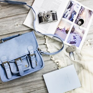 Pale blue leather bag shop