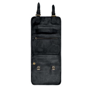 Personalized Leather Hanging Wash Bag Men's Shaving Kit/Dopp Kit in Full Grain Black Leather & Waterproof Lining Handmade by MAHI Leather image 6