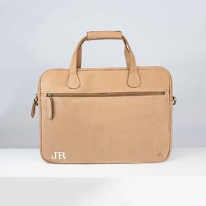 Custodia per laptop da 13" in morbida pelle scamosciata compatta personalizzata / valigetta per lui / borsa per laptop fatta a mano con iniziali / regalo per la festa del papà