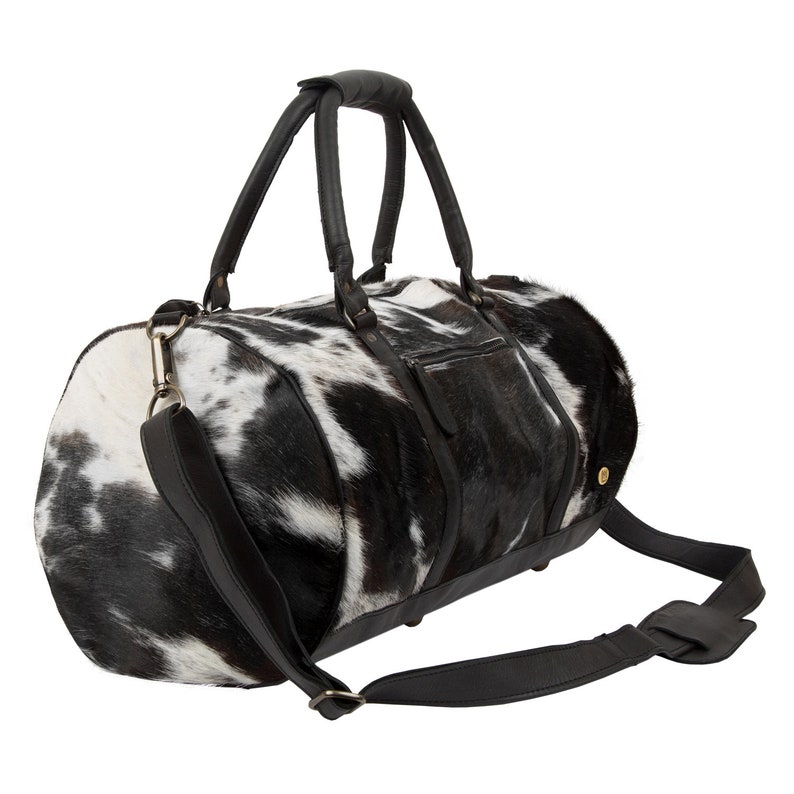 Leather Cowhide Duffle Bag Animal Print With Natural Fur Etsy