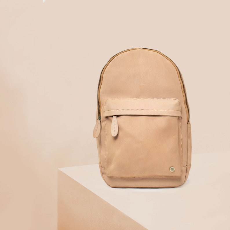 personalized leather backpack