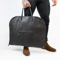 Personalized Initials Full Grain Leather Suit Carrier | Garment Carrier | Cover Bag in Black | Groomsmen Gift | Fathers Day Present
