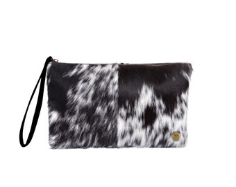 Natural Cowhide 'pony Hair' Clutch Bag | Black and White Cow