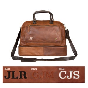 Personalized Large Leather Weekender Holdall Bag with Under Compartment for Shirts Brown Leather Overnight Bag For Him Travel Bag image 7