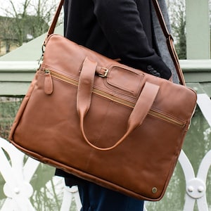 Personalized Full Grain Leather Holdall Cabin Bag Weekend Bag Unisex Work Bag Overnight Bag in Vintage Brown Handmade by MAHI image 1