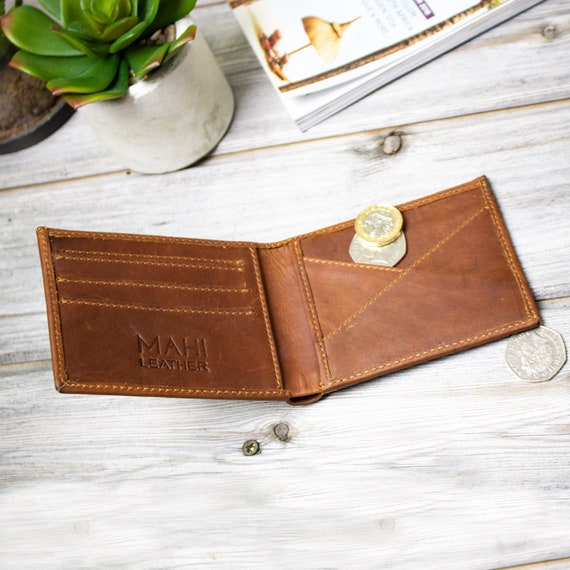 MINIMALIST LEATHER WALLET, Personalized Slim Front Pocket Wallet, Men's  Cardholder, Distressed Leather Cardholder, Perfect Gift