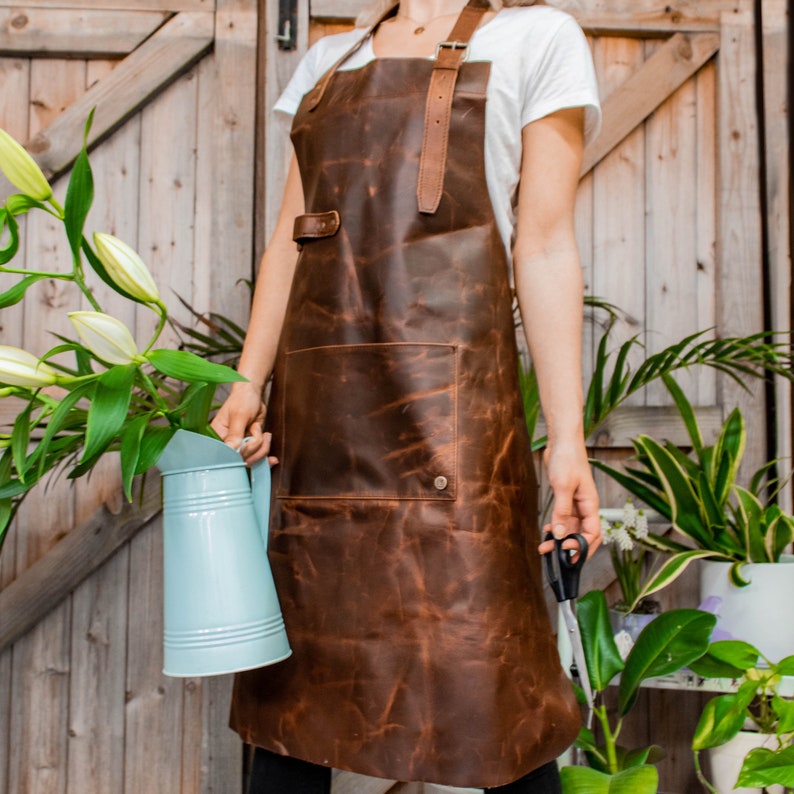 Florist Apron Distressed Leather Apron For Florists Full Etsy