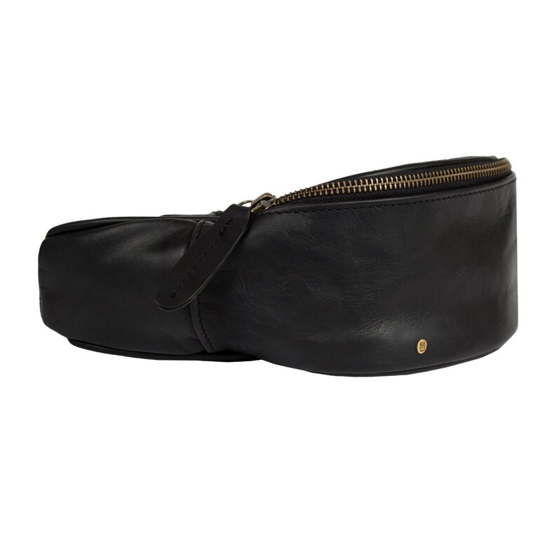 Personalized Black Leather Bum Bag Fanny Pack For Festivals City Breaks Travel with Waterproof Lining Handmade by MAHI Hip Bag