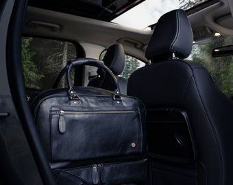 Personalisierte große Leder Reisetasche mit Unterfach - Leder Reisetasche - Weekender in Schwarz Handgemacht von MAHI Leather
