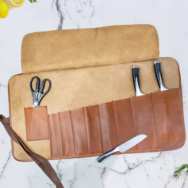Leather Knife Roll Etsy