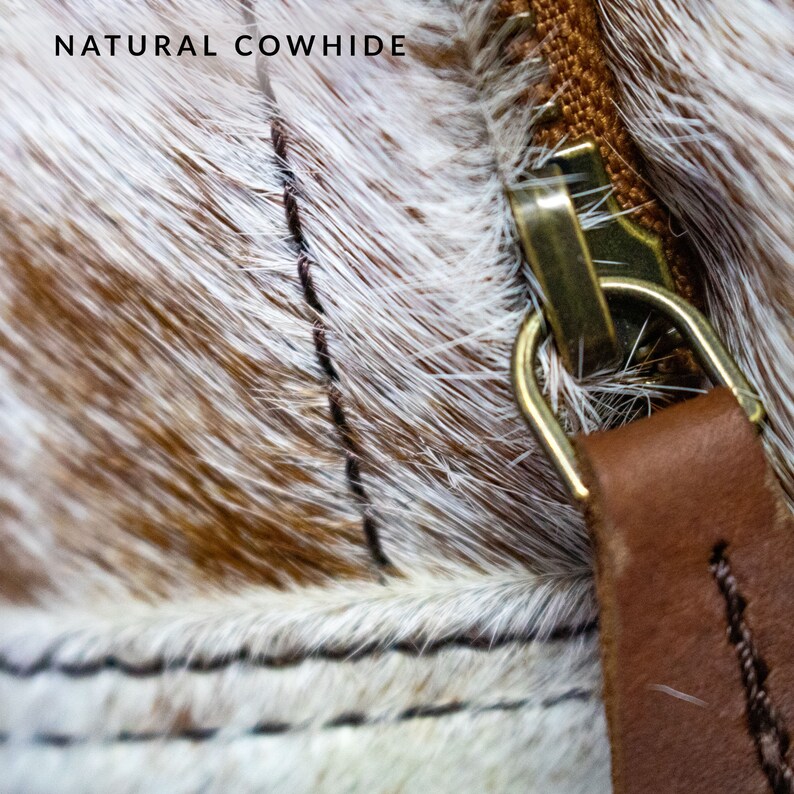 Leather Cowhide Compact Holdall Duffle  Animal Print with image 4