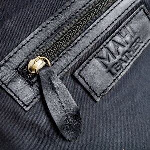 Gym Duffle Bag HANDMADE Grey Waxed Canvas & Black Full Grain Leather Weekend Bag Overnight Bag Casual Personalised by MAHI image 8