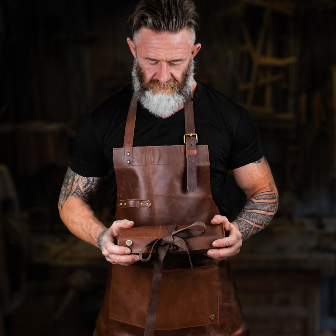 DIY Gift Set | Distressed Leather Apron & Tool Roll for