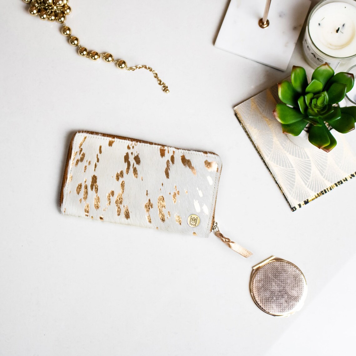 Cowhide Leather Pony Hair Purse/wallet in Cream Pony Fur and Etsy