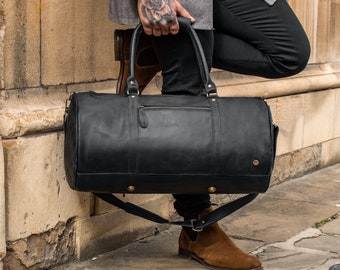 Luxury Duffel Bag Black Leather