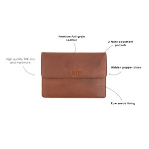Cartera de viaje familiar personalizada en piel de grano completo marrón / Organizador de piel para viajes / Estuche de piel para portafolios / Portadocumentos imagen 3