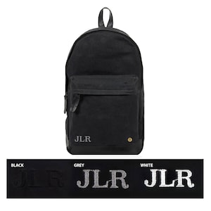 Personalized Waxed Canvas Leather Backpack with 13 Laptop Capacity in Black Unisex Mens Womens Backpack For College Back to School image 6