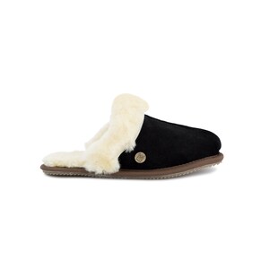 Womens/Ladies Handmade Sheepskin Slippers in Black Suede Leather House Shoes Gift For Her by MAHI Mothers Day Gift image 3