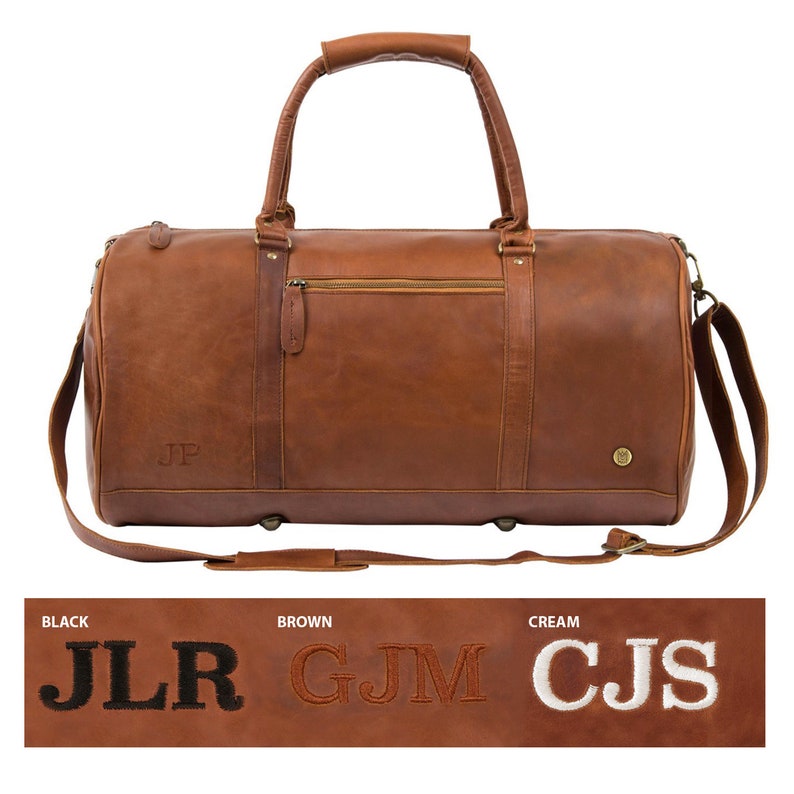 Monogram Leather Duffle Personalized Duffle Bag Barrel Bag Etsy UK