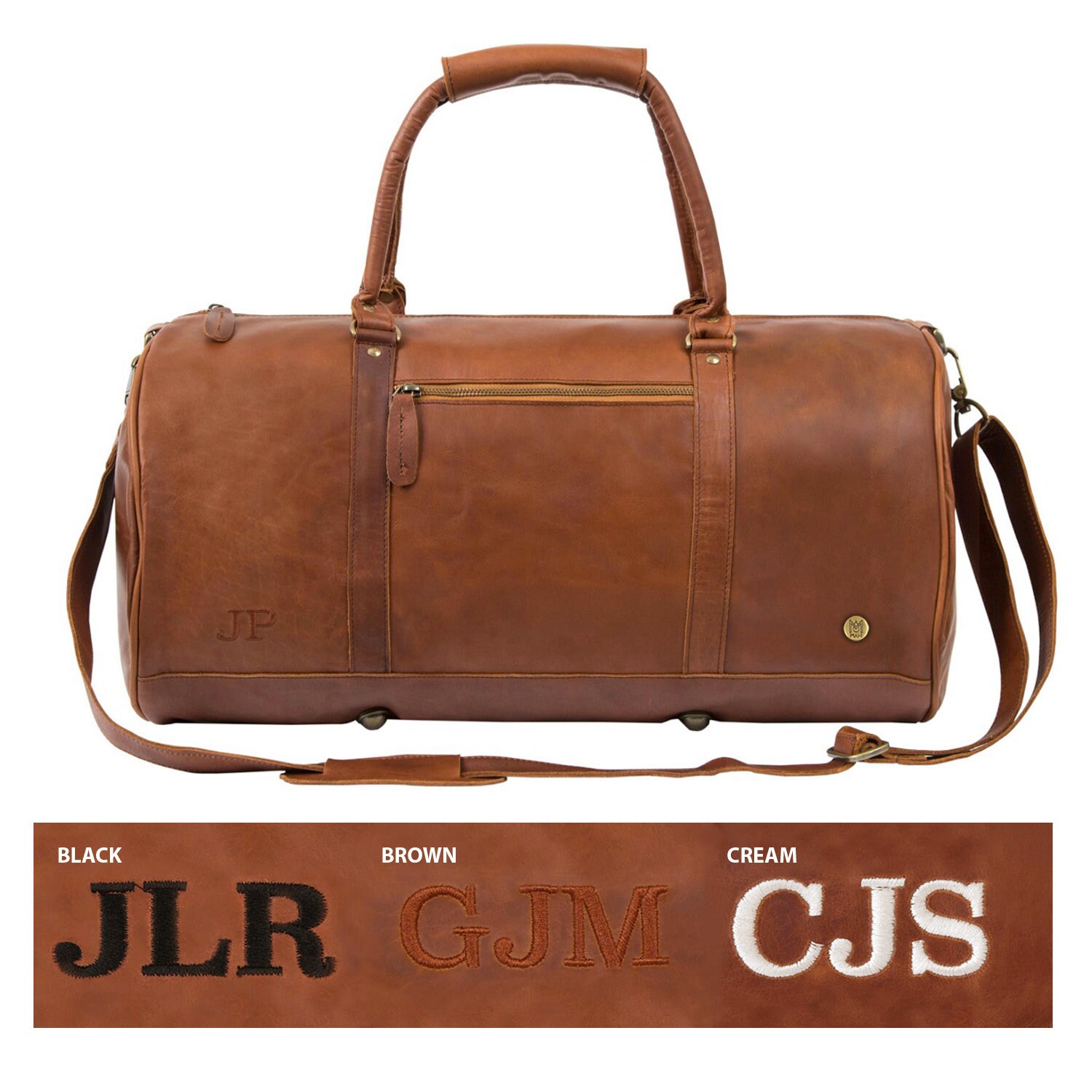 Monogram Leather Duffle Personalized Duffle Bag Barrel Bag Etsy UK