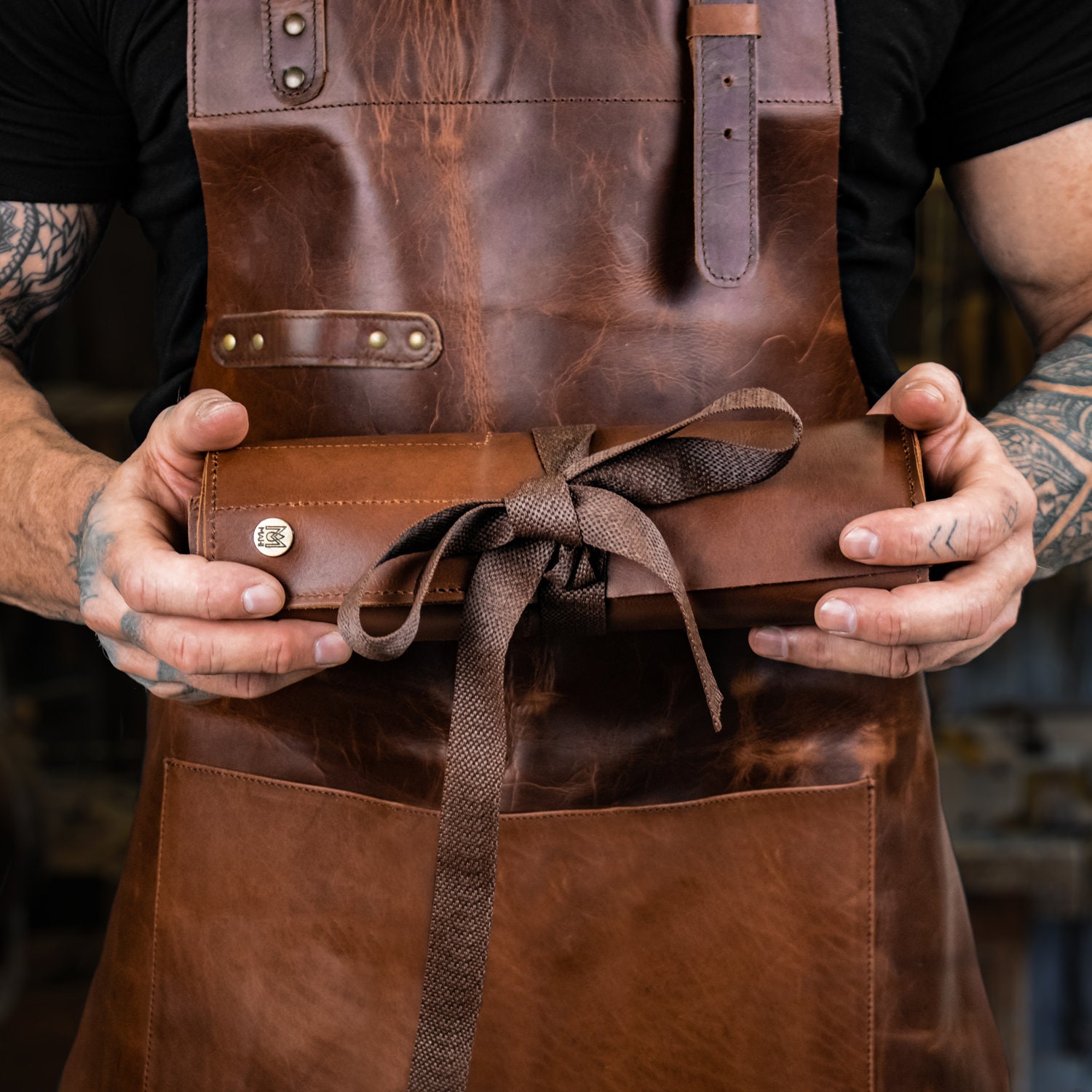 DIY Gift Set | Distressed Leather Apron & Tool Roll for Hobbyists