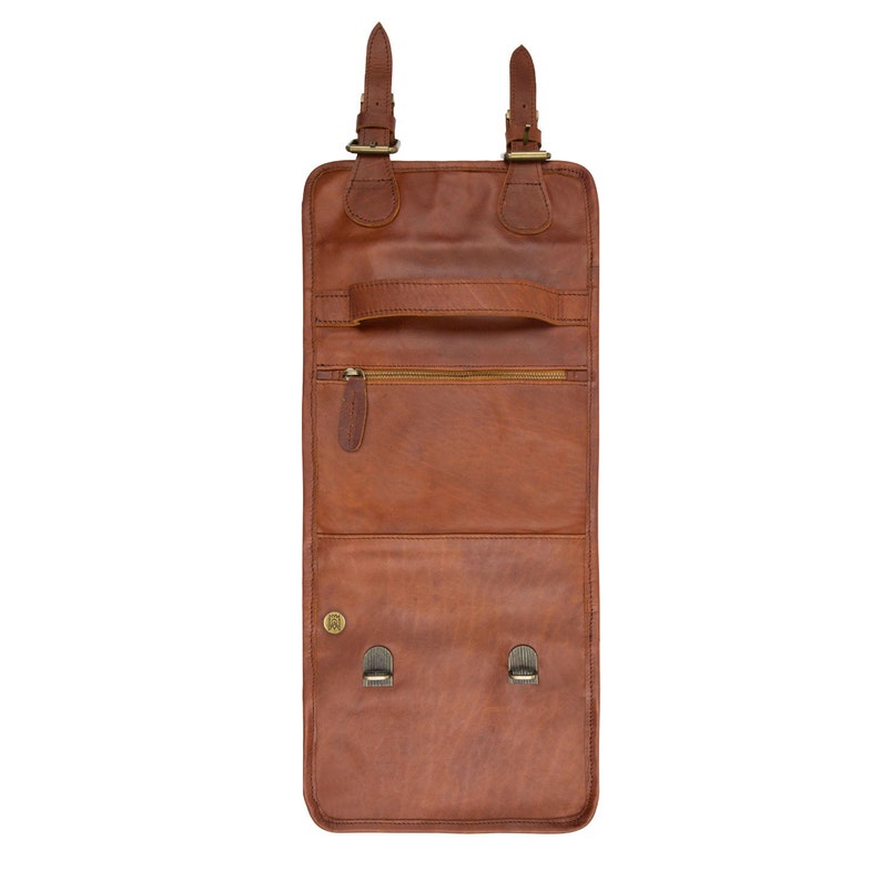 Personalized Washbag for Him Men's Shaving Kit/Dopp Kit in Full Grain Brown Leather & Waterproof Lining Premium gift for him image 6