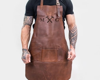 Personalized Leather DIY Apron | Full Grain Leather Apron Blacksmiths | Personalized Gift For Him | Custom Laser Monogram| Fathers Day Gift