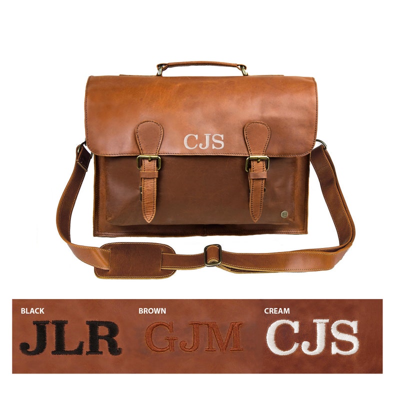 Traditional Brown Full Grain Leather Satchel Messenger Bag Book Bag School Bag/Work Bag with 15 Laptop Capacity by MAHI image 7