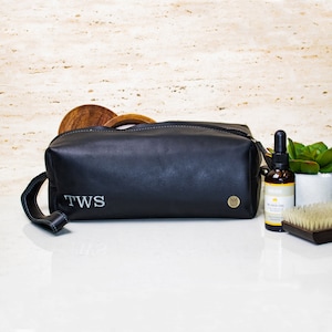 Herren Leder Kulturbeutel mit personalisierten Initialen - Mengenrabatte - Leder Rasierbeutel/Kulturbeutel handgefertigt mit individuellem Monogramm