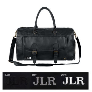 Overnight Bag with Side Shoe Compartment Black Leather Weekender Travel Bag Monogram Unisex Weekend Bag with Personalised Initials image 4
