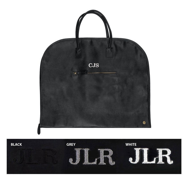 Personalized Initials Full Grain Leather Suit Carrier Garment Carrier Cover Bag in Black Groomsmen Gift by MAHI Fathers Day Gift image 6