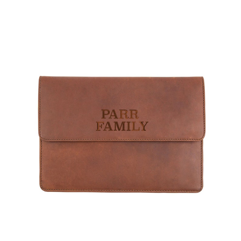 Cartera de viaje familiar personalizada en piel de grano completo marrón / Organizador de piel para viajes / Estuche de piel para portafolios / Portadocumentos imagen 4