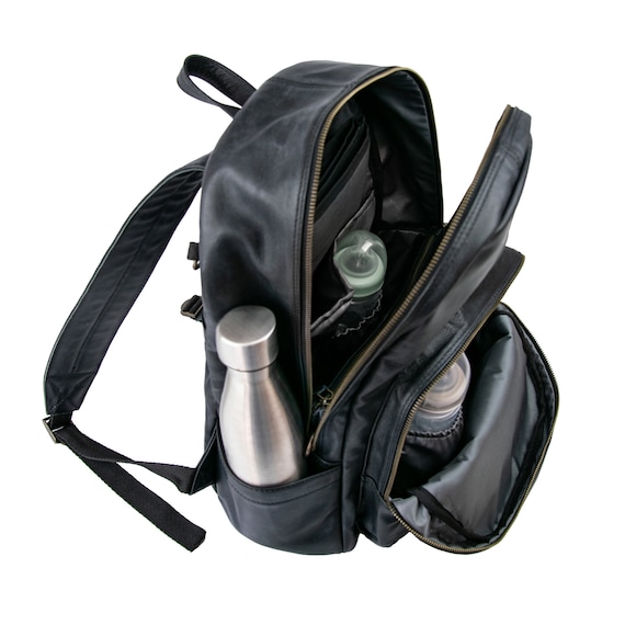 Baby changing backpack leather 2025