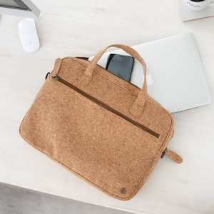 MAHI Cartera de piel con capacidad para ordenador portátil/Bandolera en Marrón Vintage